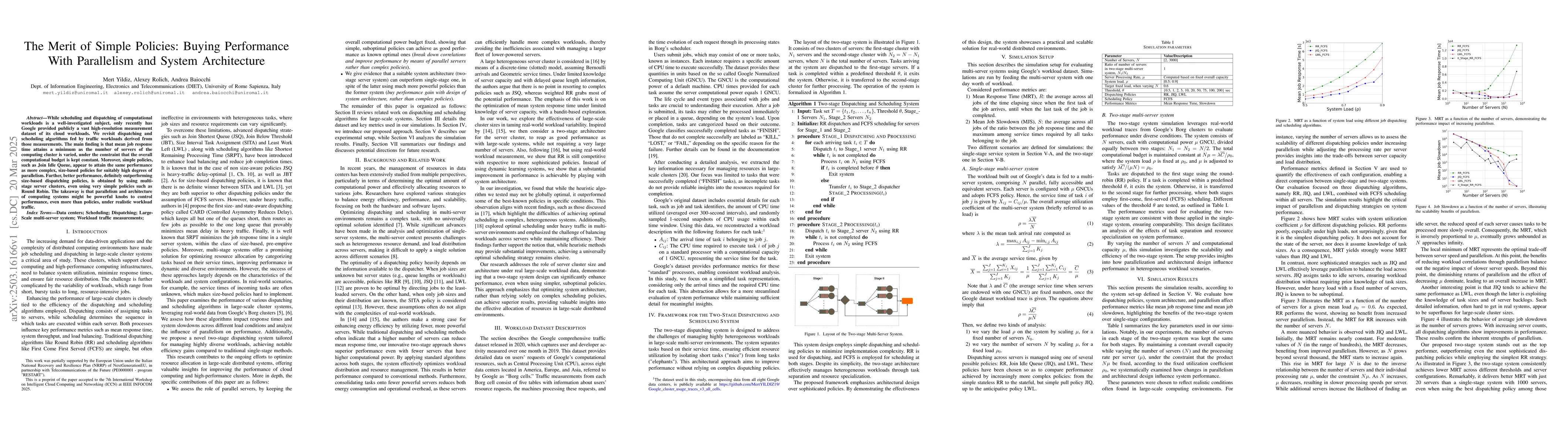 Thumbnail for The Merit of Simple Policies: Buying Performance With Parallelism and
  System Architecture