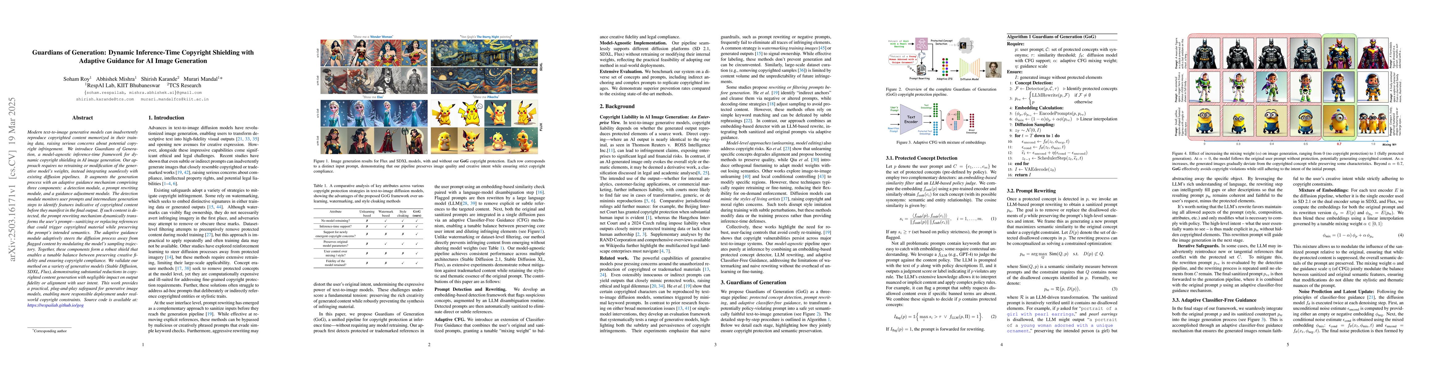 Thumbnail for Guardians of Generation: Dynamic Inference-Time Copyright Shielding with
  Adaptive Guidance for AI Image Generation