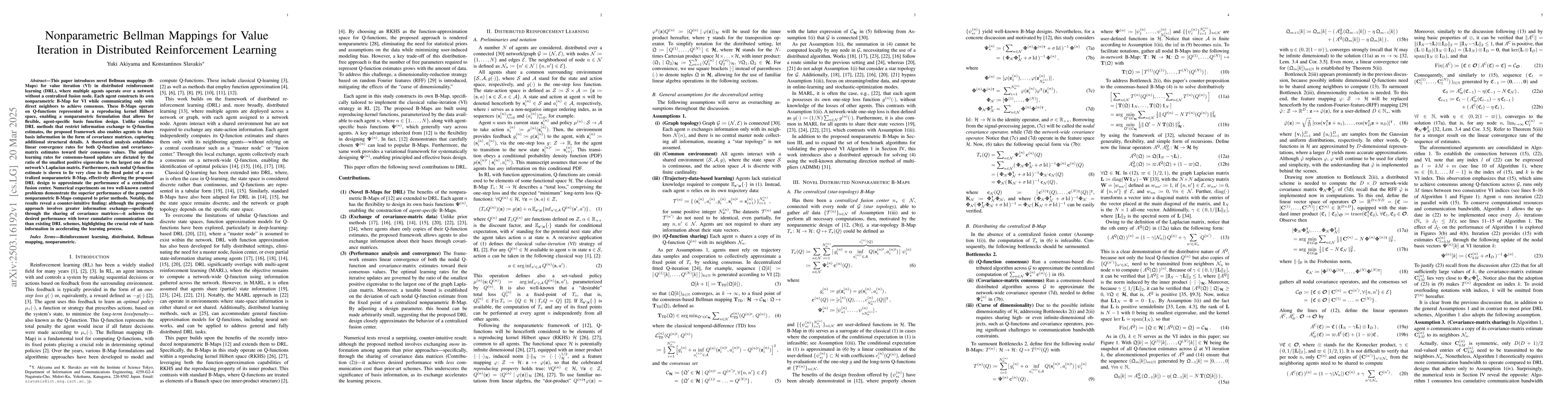 Thumbnail for Nonparametric Bellman Mappings for Value Iteration in Distributed
  Reinforcement Learning