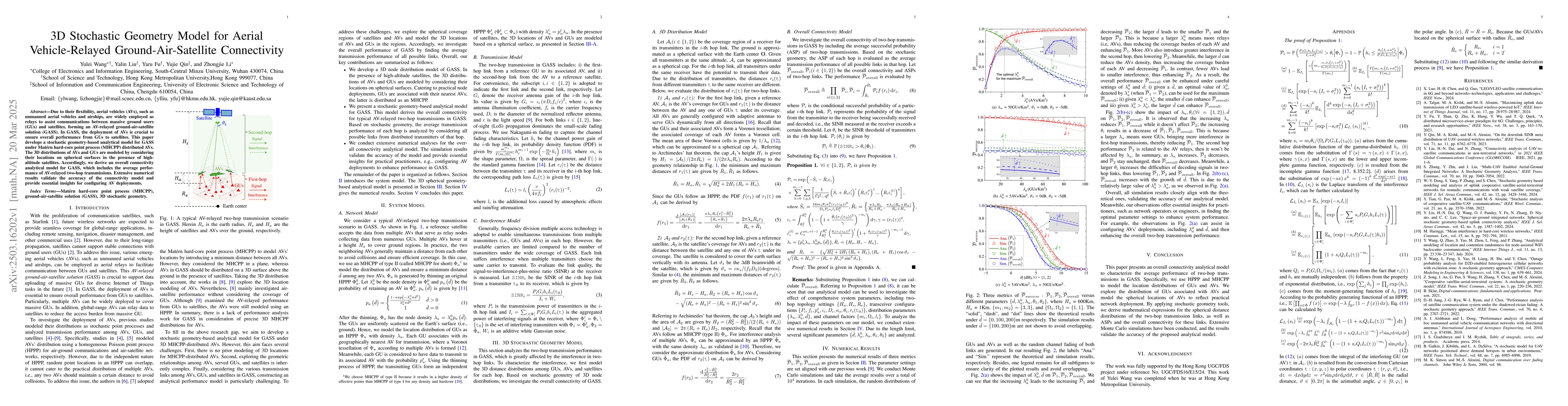 Thumbnail for 3D Stochastic Geometry Model for Aerial Vehicle-Relayed
  Ground-Air-Satellite Connectivity
