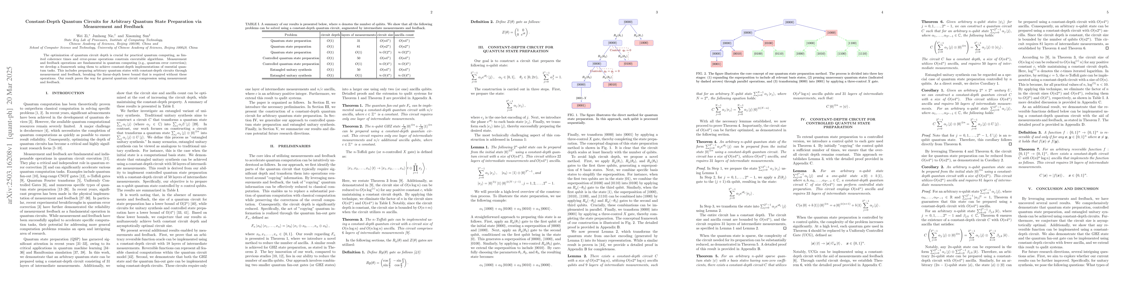 Thumbnail for Constant-Depth Quantum Circuits for Arbitrary Quantum State Preparation
  via Measurement and Feedback