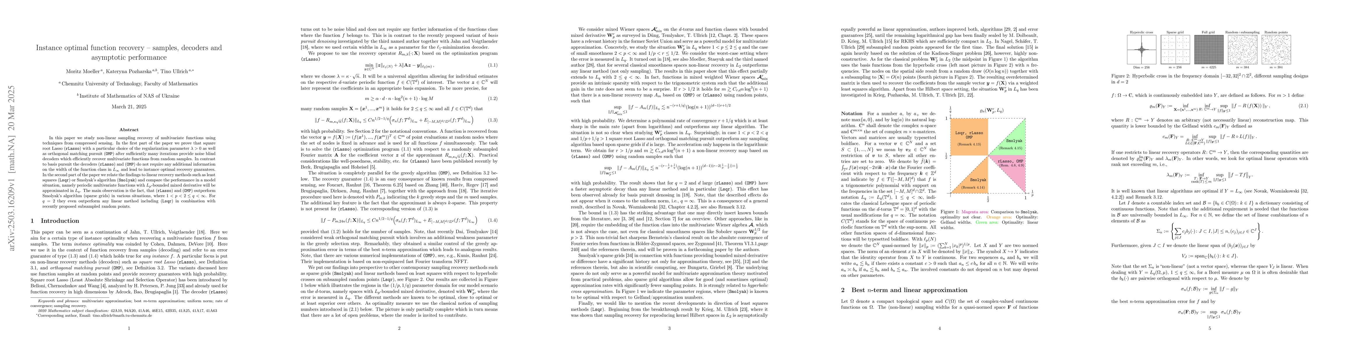 Thumbnail for Instance optimal function recovery -- samples, decoders and asymptotic
  performance