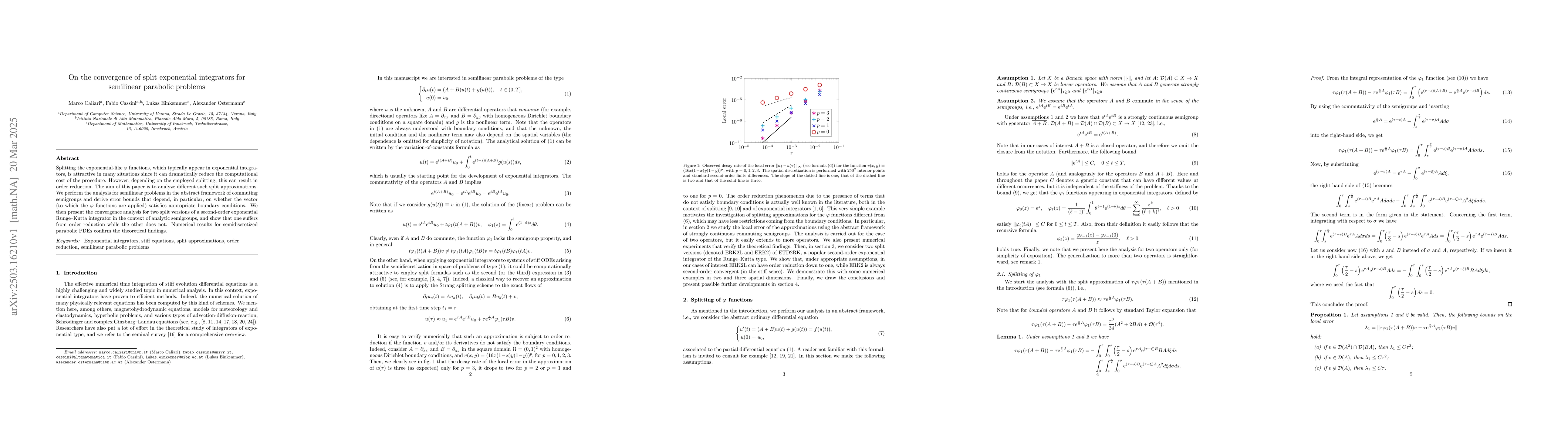 Thumbnail for On the convergence of split exponential integrators for semilinear
  parabolic problems