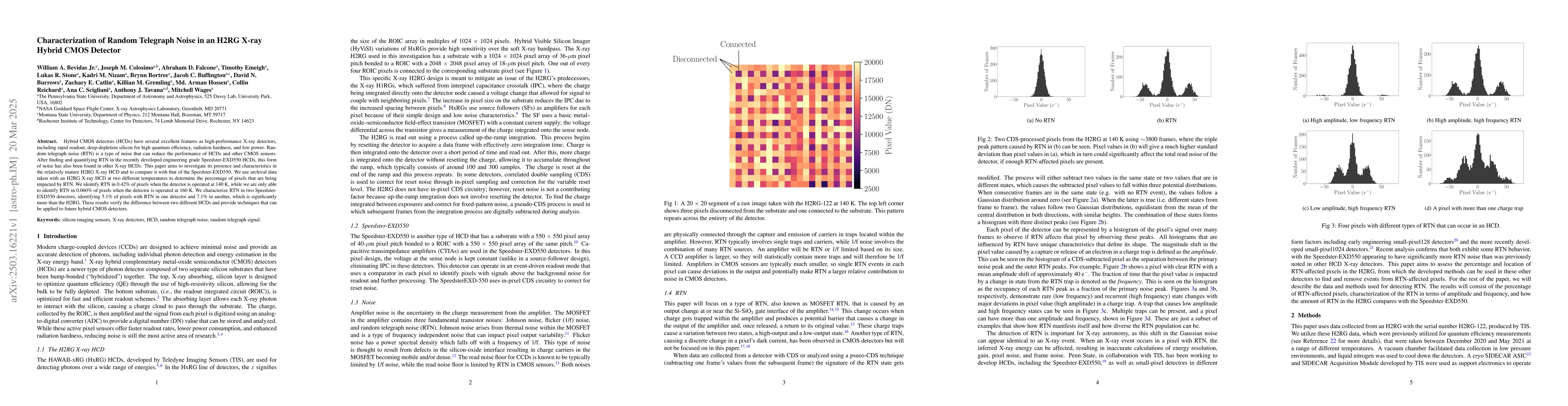 Thumbnail for Characterization of Random Telegraph Noise in an H2RG X-ray Hybrid CMOS
  Detector