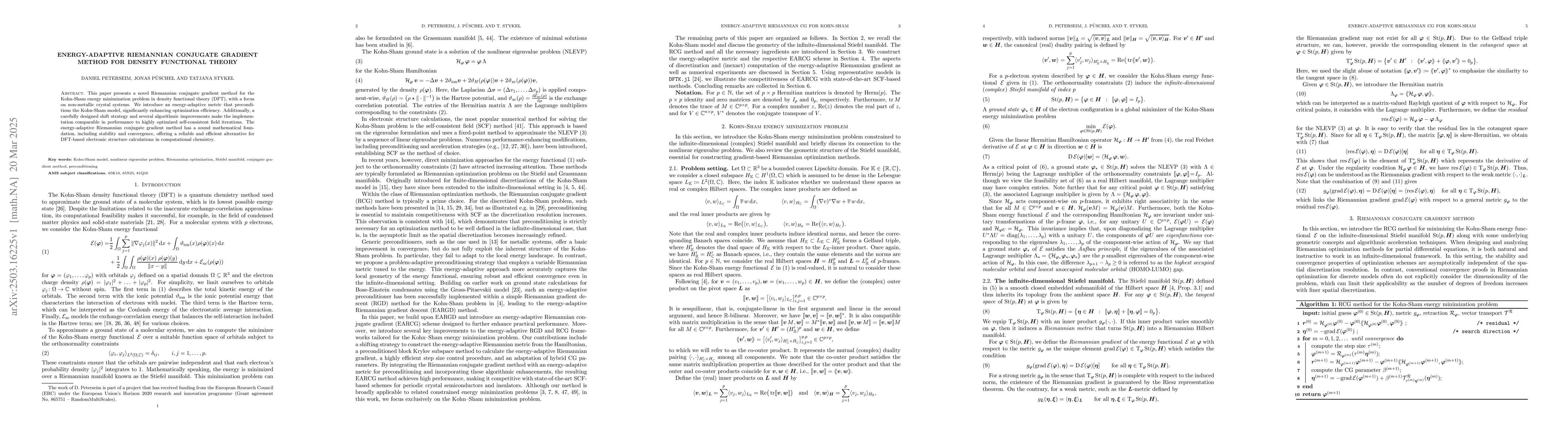 Thumbnail for Energy-Adaptive Riemannian Conjugate Gradient Method for Density
  Functional Theory
