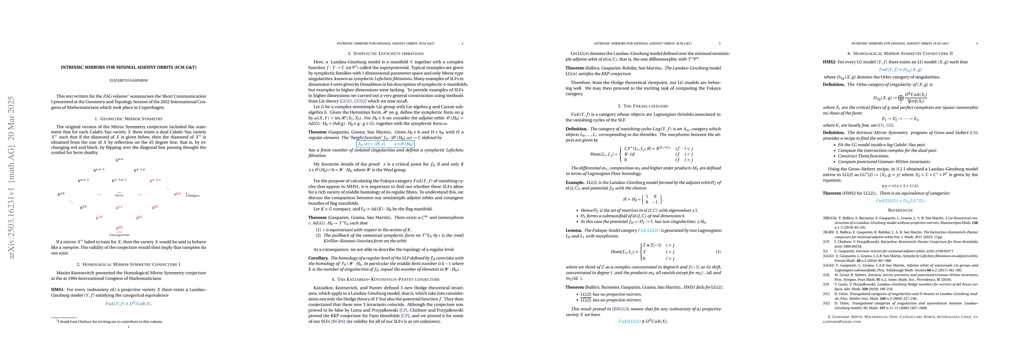 Thumbnail for Intrinsic Mirrors for Minimal Adjoint Orbit (ICM G&T 2022)