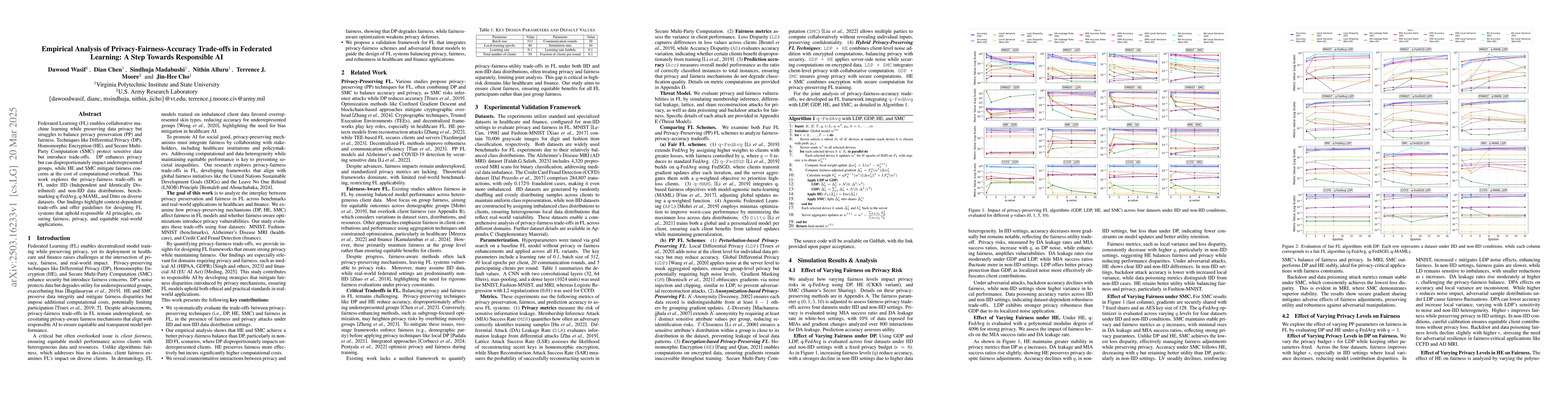Thumbnail for Empirical Analysis of Privacy-Fairness-Accuracy Trade-offs in Federated
  Learning: A Step Towards Responsible AI