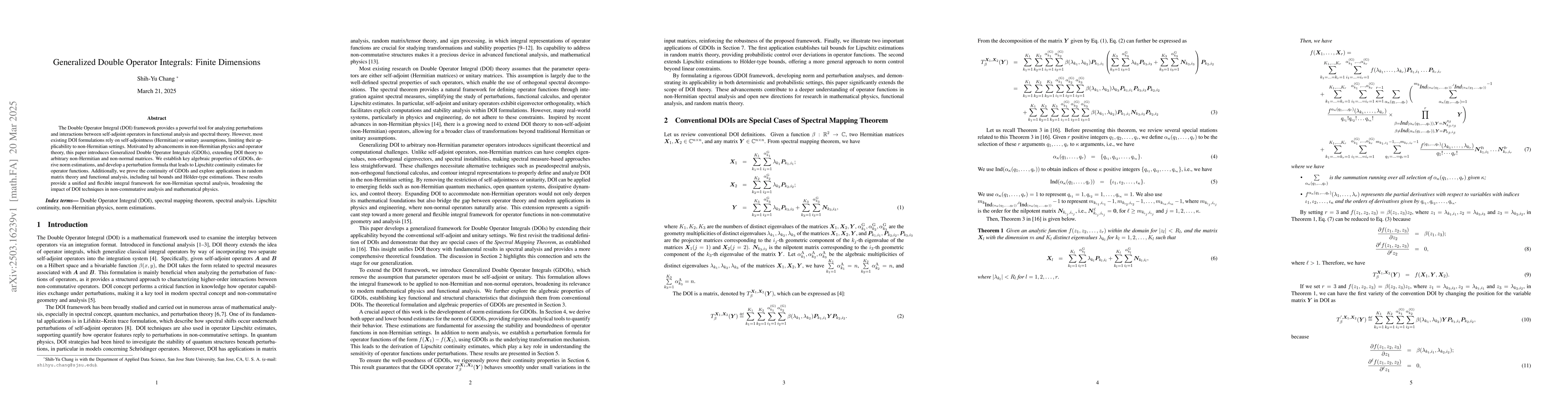 Thumbnail for Generalized Double Operator Integrals: Finite Dimensions