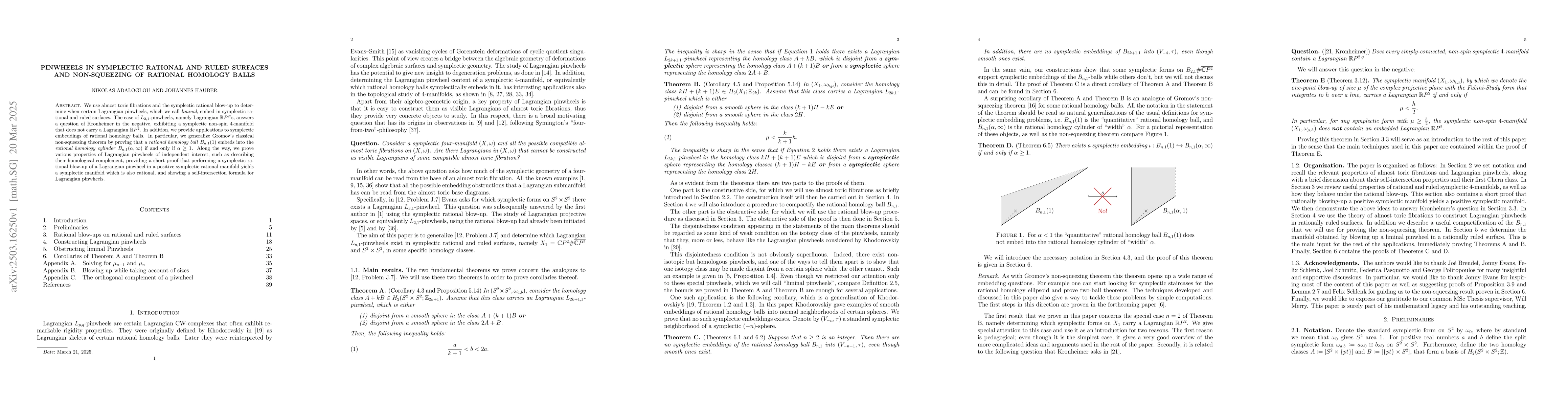 Thumbnail for Pinwheels in symplectic rational and ruled surfaces and non-squeezing of
  rational homology balls