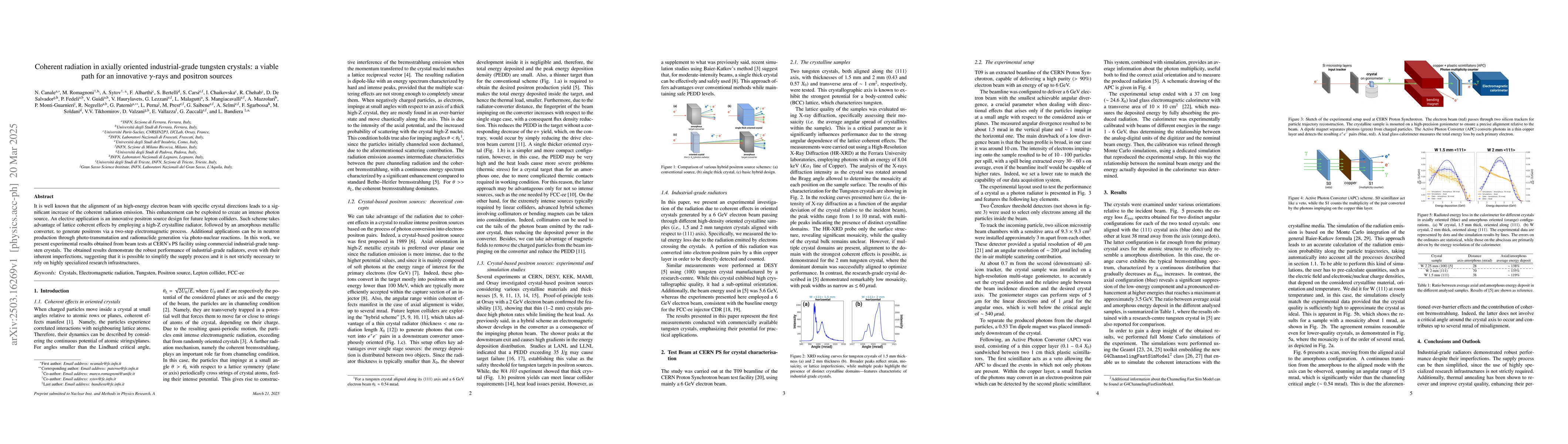 Thumbnail for Coherent radiation in axially oriented industrial-grade tungsten
  crystals: A viable path for an innovative γ-rays and positron sources