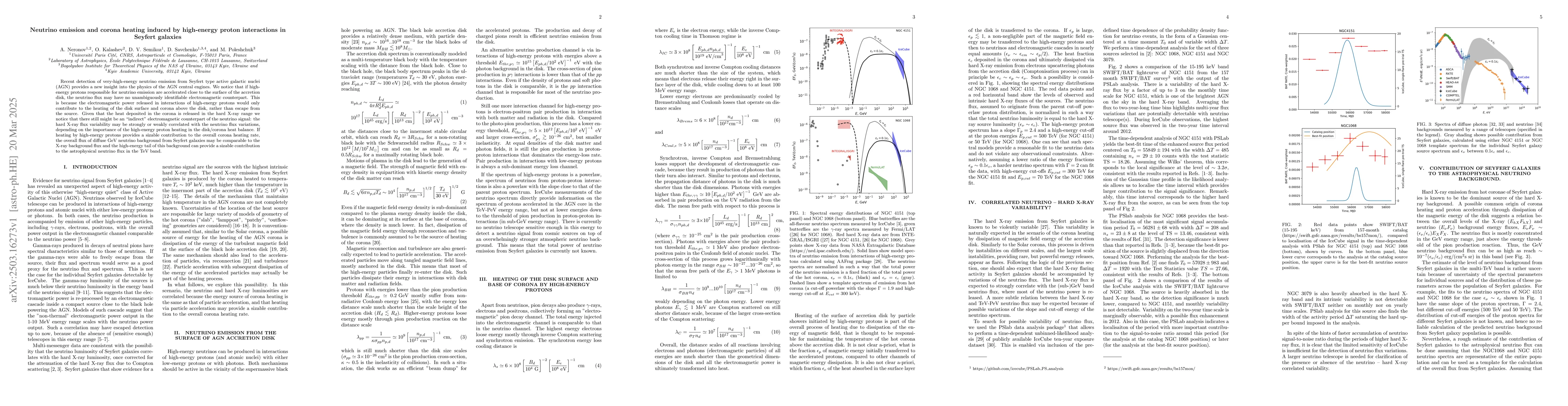 Thumbnail for Neutrino emission and corona heating induced by high-energy proton
  interactions in Seyfert galaxies