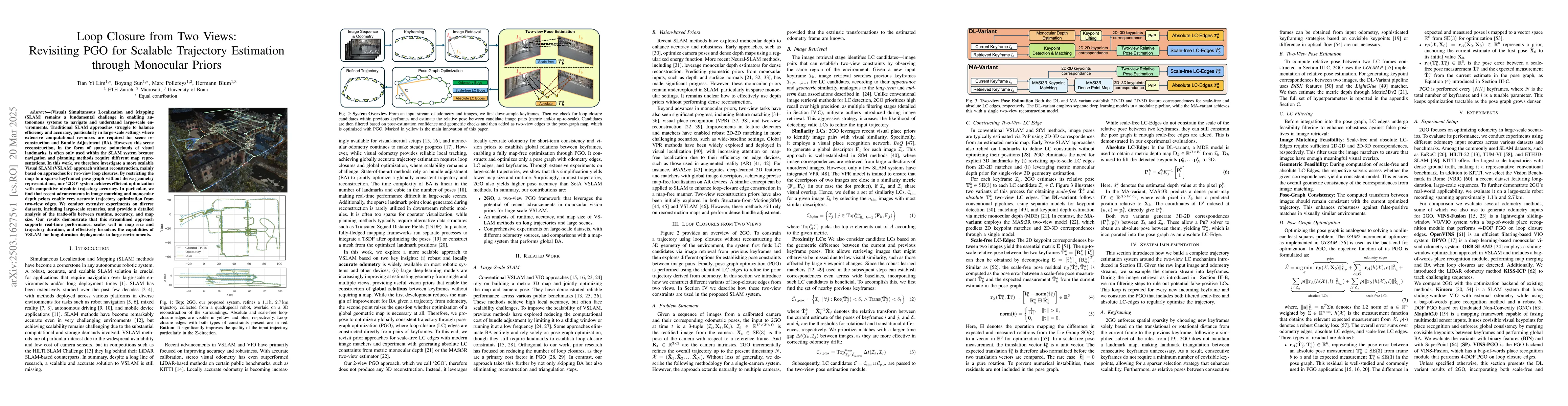 Thumbnail for Loop Closure from Two Views: Revisiting PGO for Scalable Trajectory
  Estimation through Monocular Priors