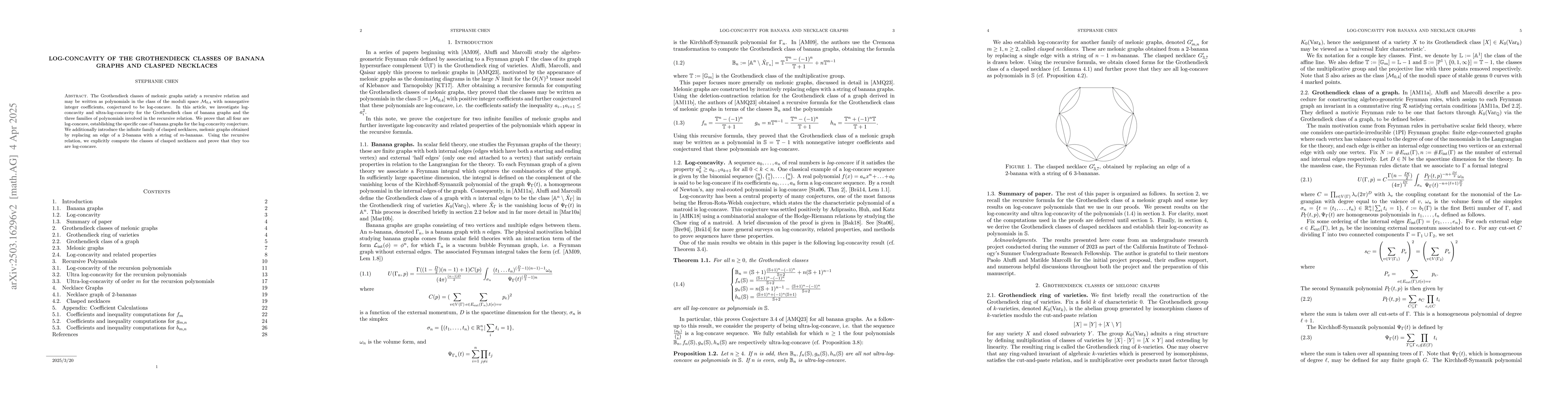 Thumbnail for Log-Concavity of the Grothendieck Classes of Banana Graphs and Clasped
  Necklaces