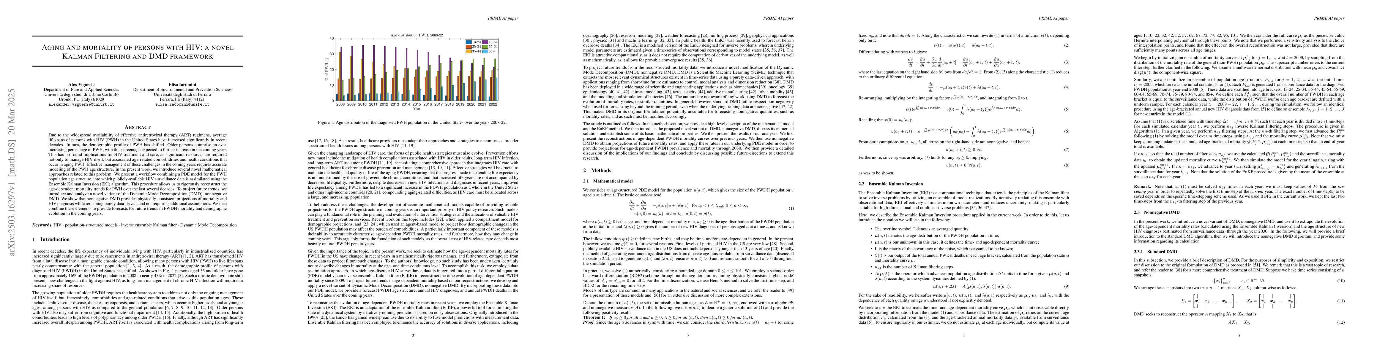 Thumbnail for Aging and mortality of persons with HIV: a novel Kalman Filtering and
  DMD framework
