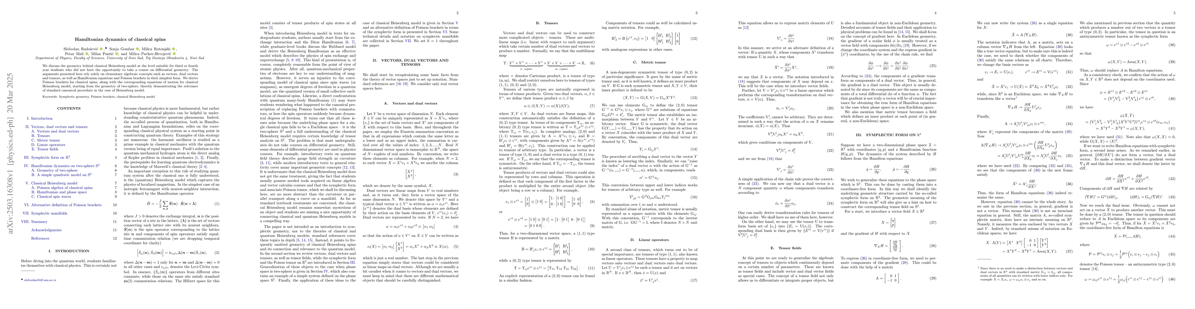 Thumbnail for Hamiltonian dynamics of classical spins