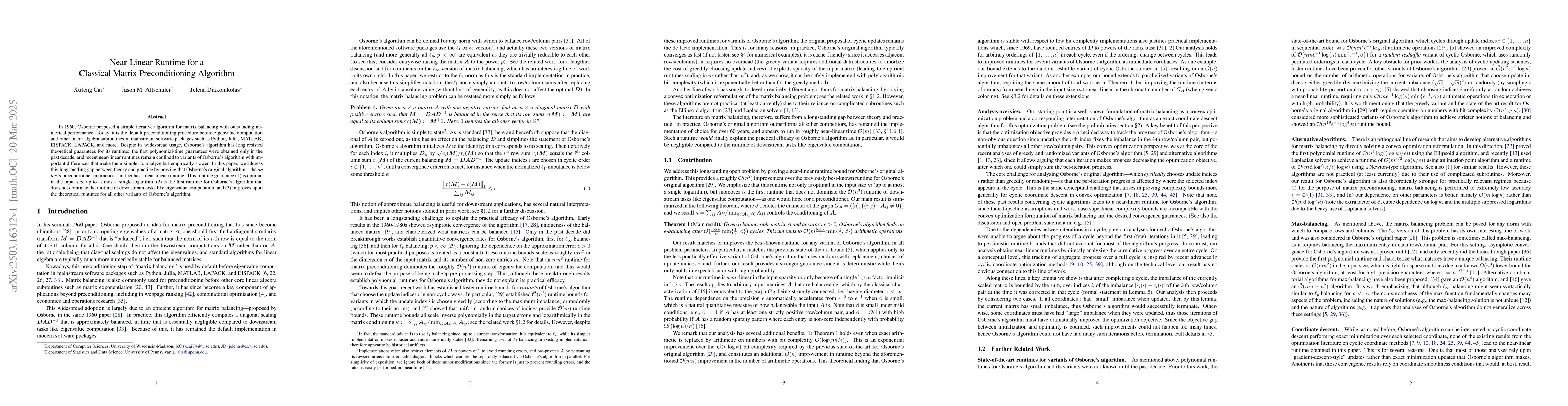 Thumbnail for Near-Linear Runtime for a Classical Matrix Preconditioning Algorithm