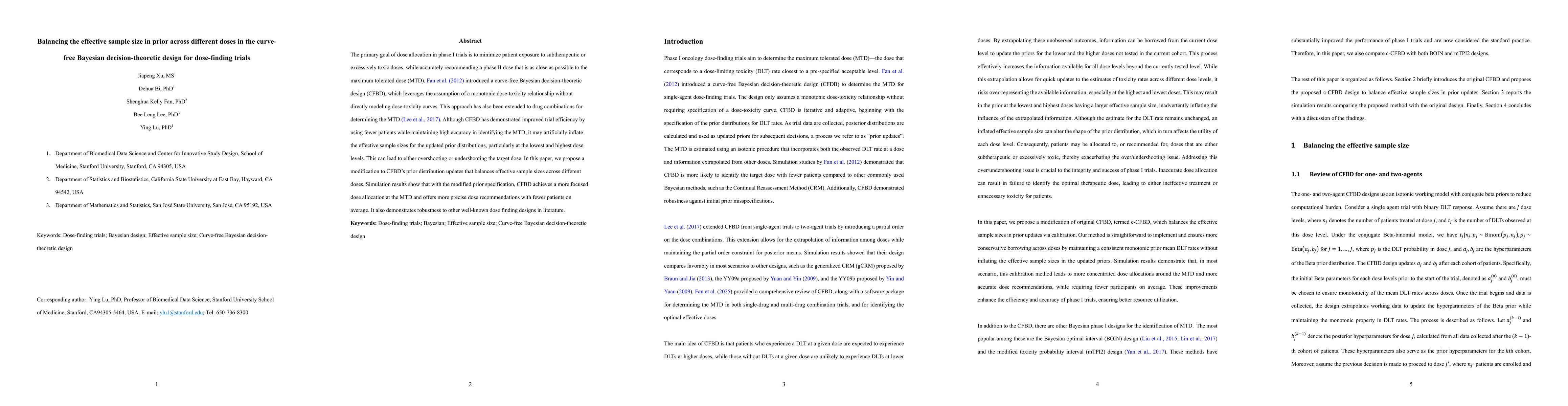 Thumbnail for Balancing the effective sample size in prior across different doses in
  the curve-free Bayesian decision-theoretic design for dose-finding trials