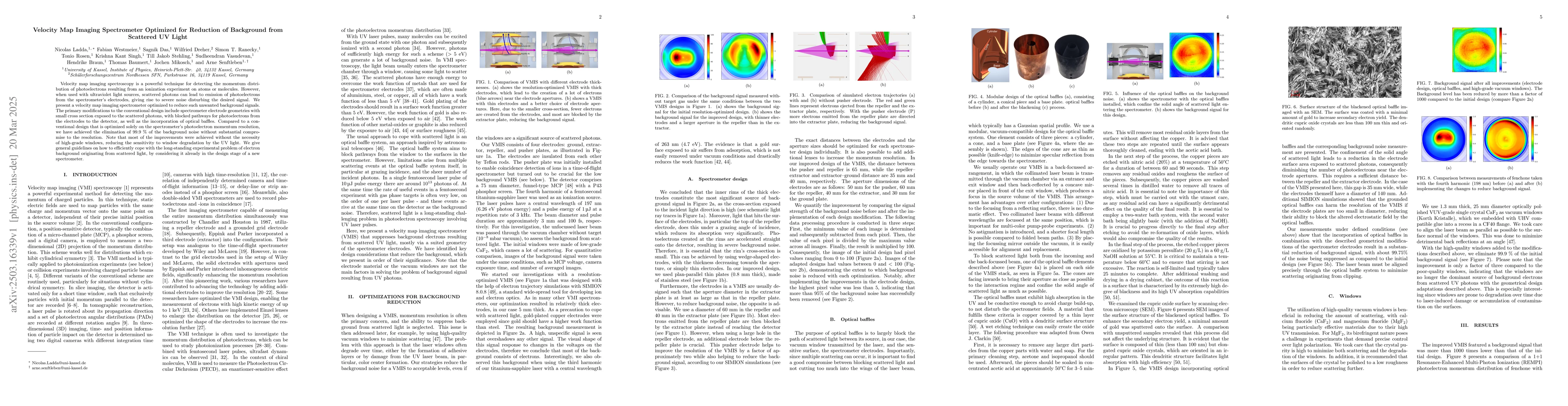 Thumbnail for Velocity Map Imaging Spectrometer Optimized for Reduction of Background
  from Scattered UV Light