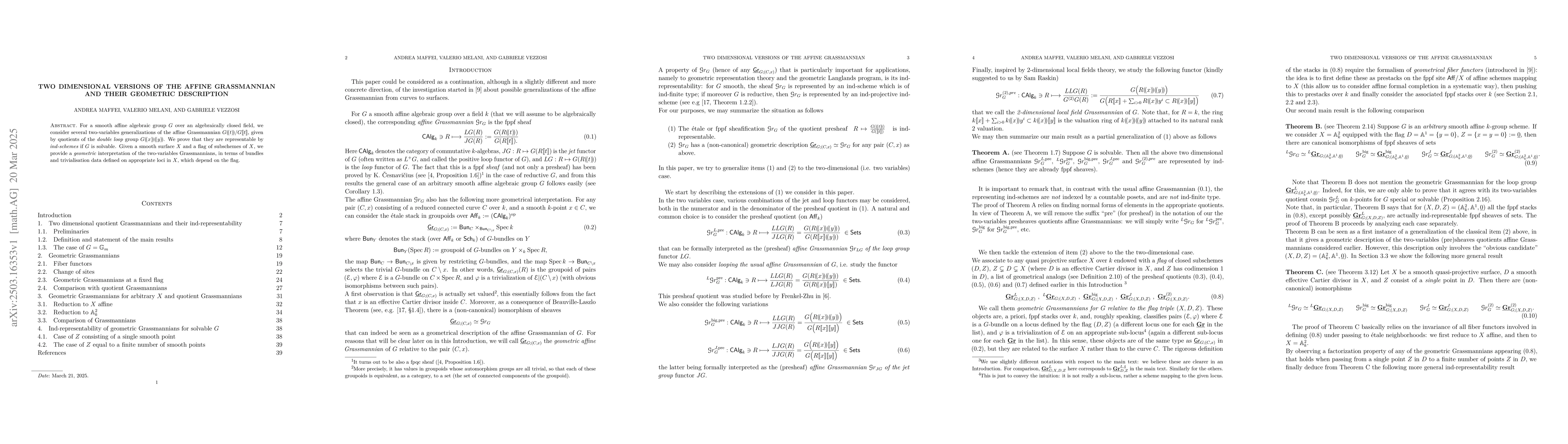 Thumbnail for Two dimensional versions of the affine Grassmannian and their geometric
  description