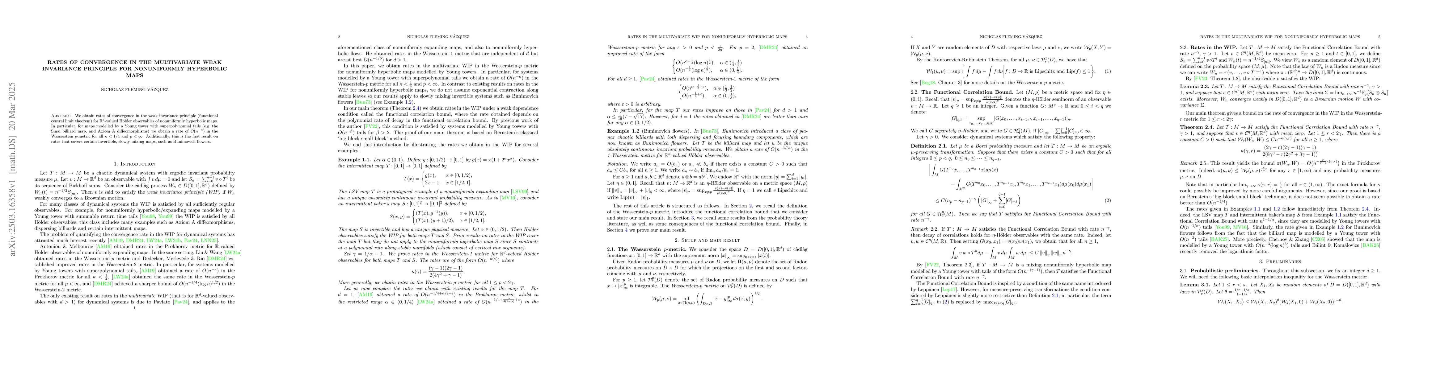 Thumbnail for Rates of convergence in the multivariate weak invariance principle for
  nonuniformly hyperbolic maps