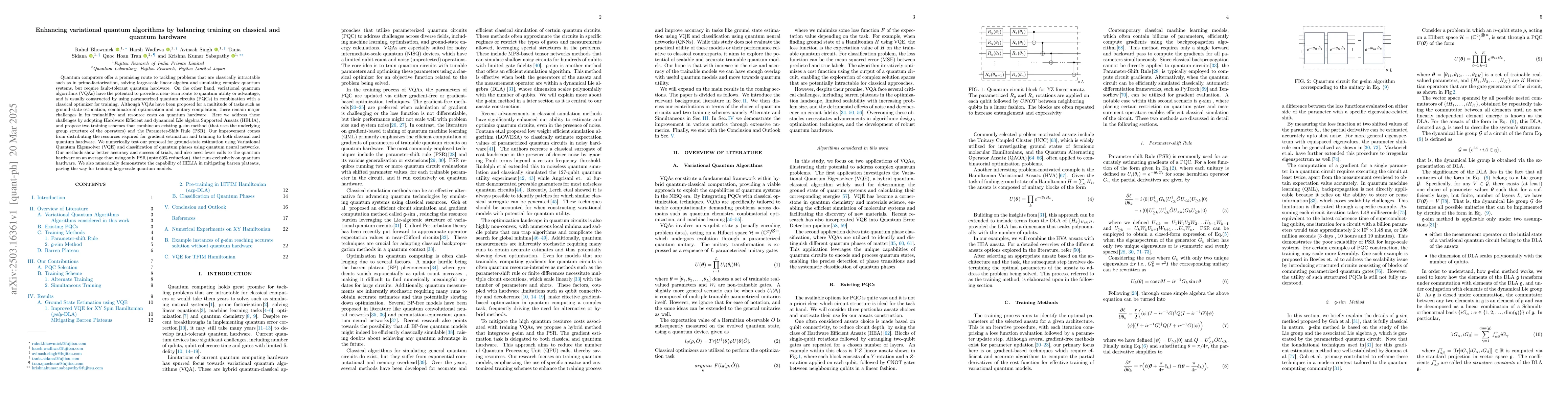 Thumbnail for Enhancing variational quantum algorithms by balancing training on
  classical and quantum hardware