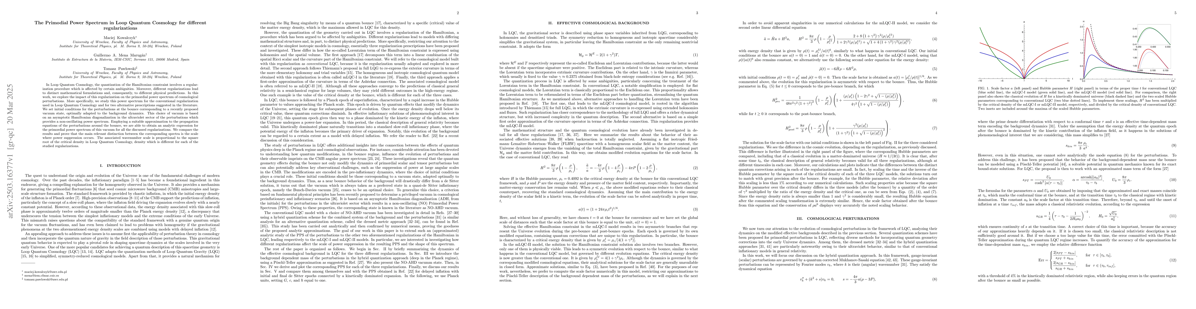 Thumbnail for Primodial power spectrum in loop quantum cosmology for different
  regularizations