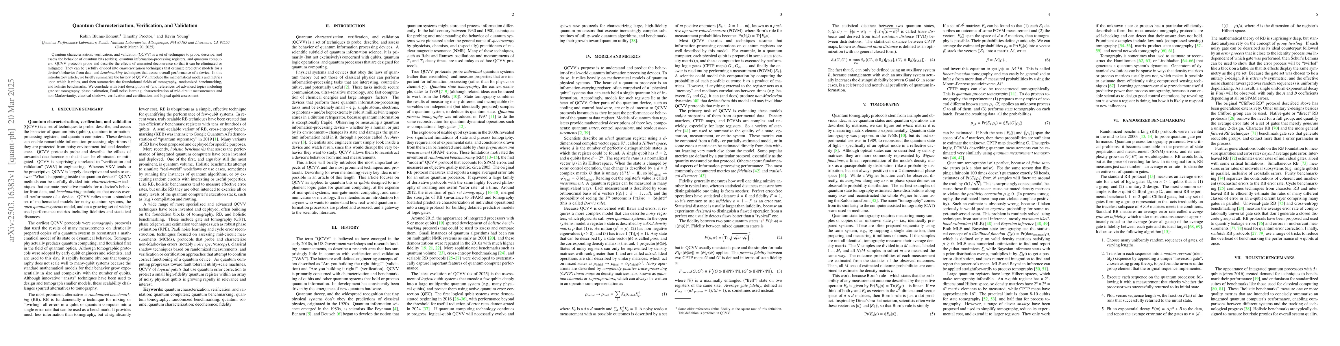 Thumbnail for Quantum Characterization, Verification, and Validation