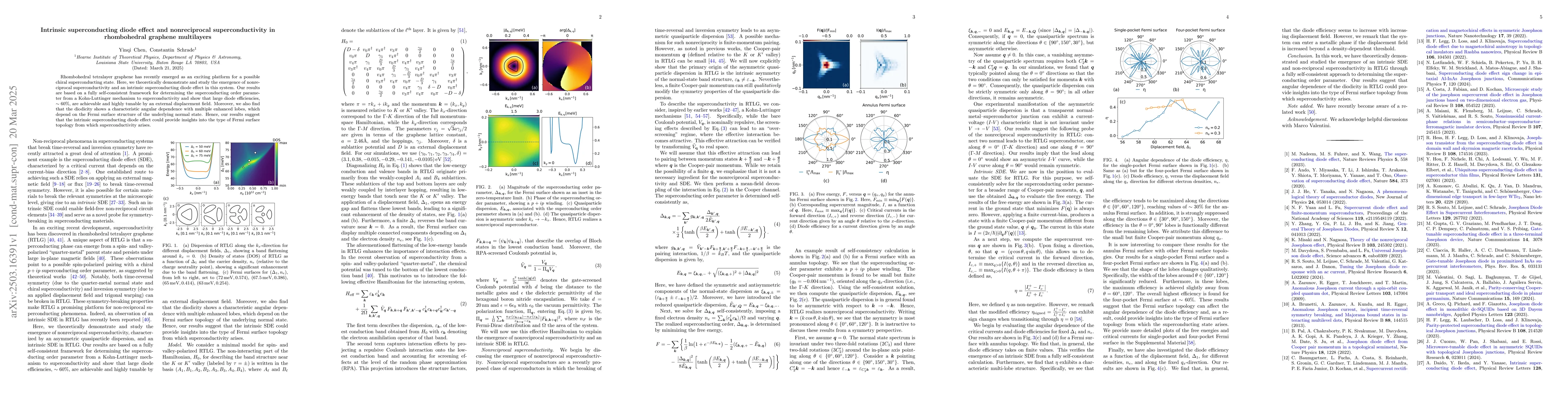 Thumbnail for Intrinsic superconducting diode effect and nonreciprocal
  superconductivity in rhombohedral graphene multilayers