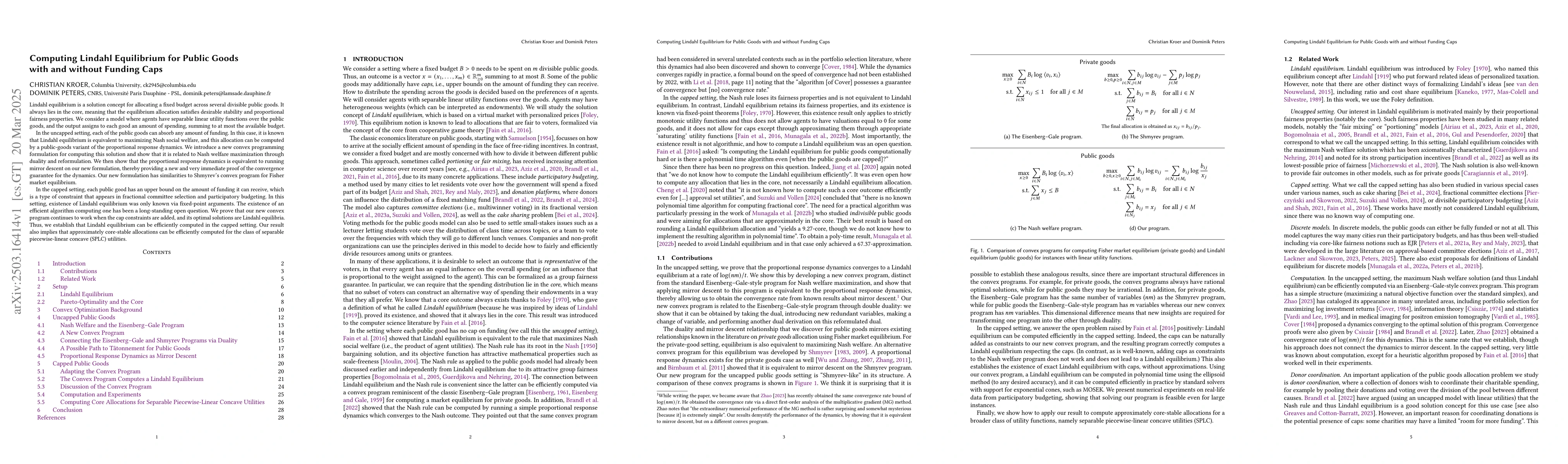 Thumbnail for Computing Lindahl Equilibrium for Public Goods with and without Funding
  Caps
