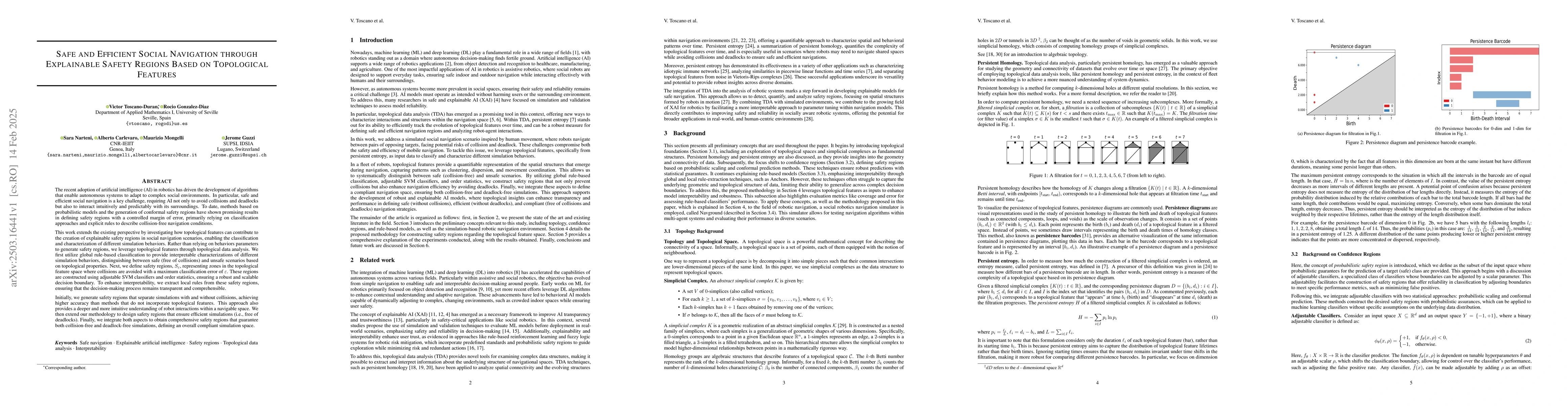 Thumbnail for Safe and Efficient Social Navigation through Explainable Safety Regions
  Based on Topological Features