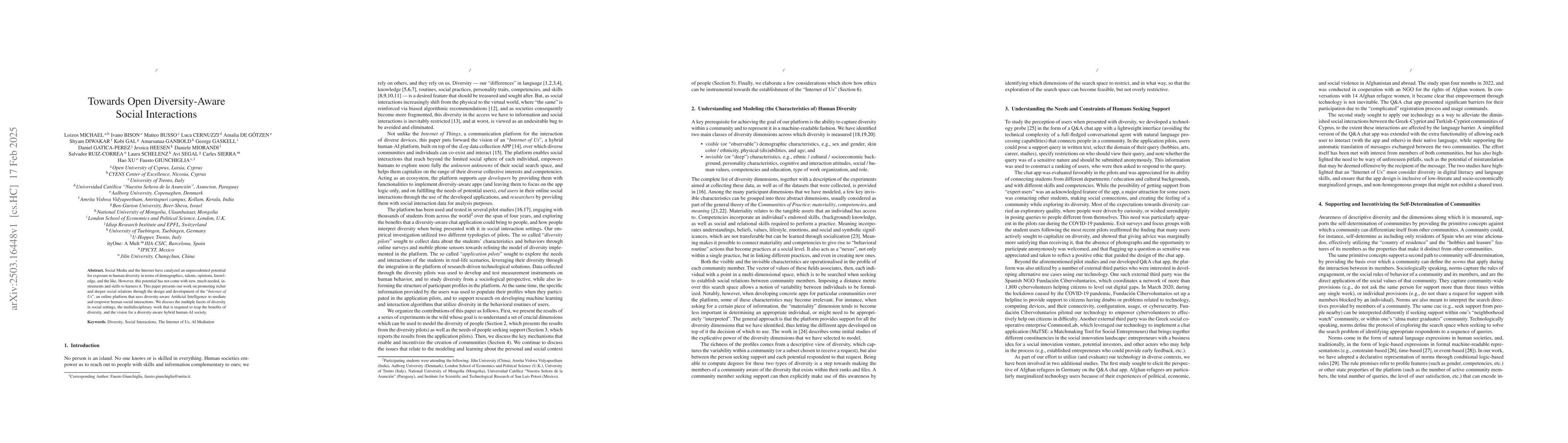 Thumbnail for Towards Open Diversity-Aware Social Interactions