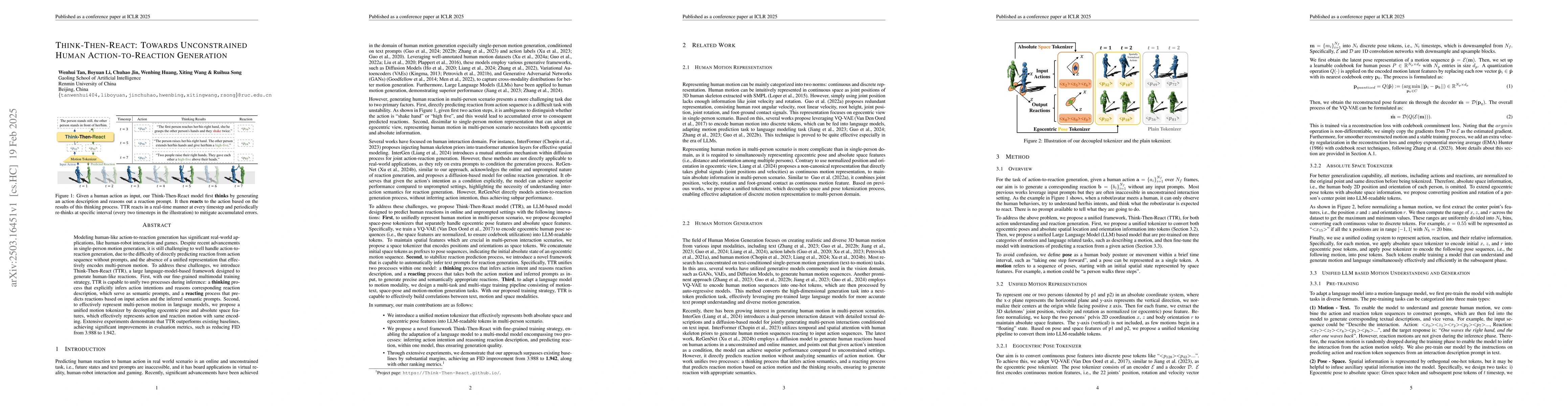 Thumbnail for Think-Then-React: Towards Unconstrained Human Action-to-Reaction
  Generation