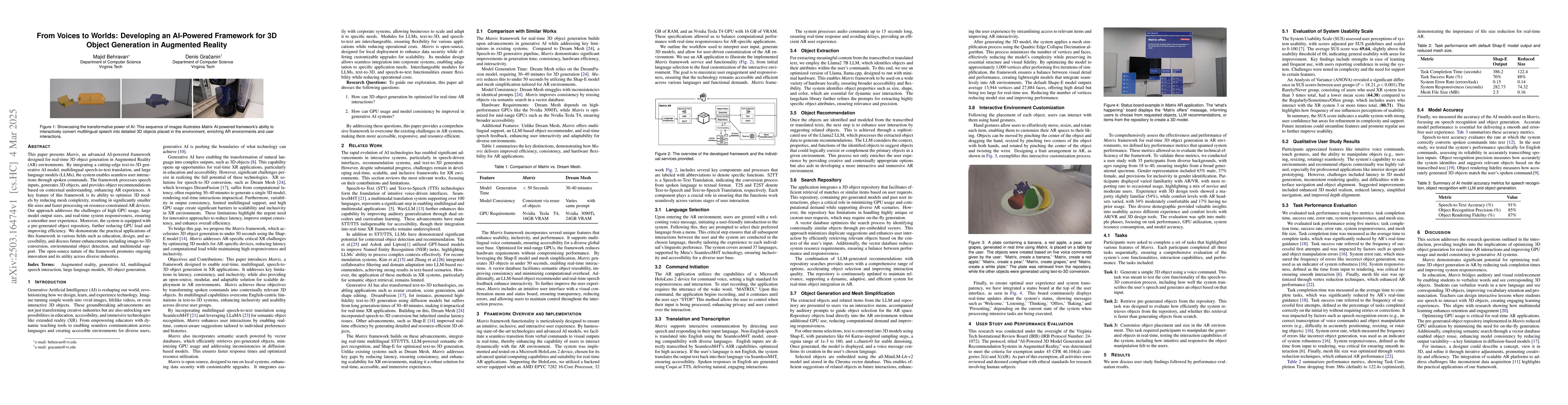 Thumbnail for From Voices to Worlds: Developing an AI-Powered Framework for 3D Object
  Generation in Augmented Reality