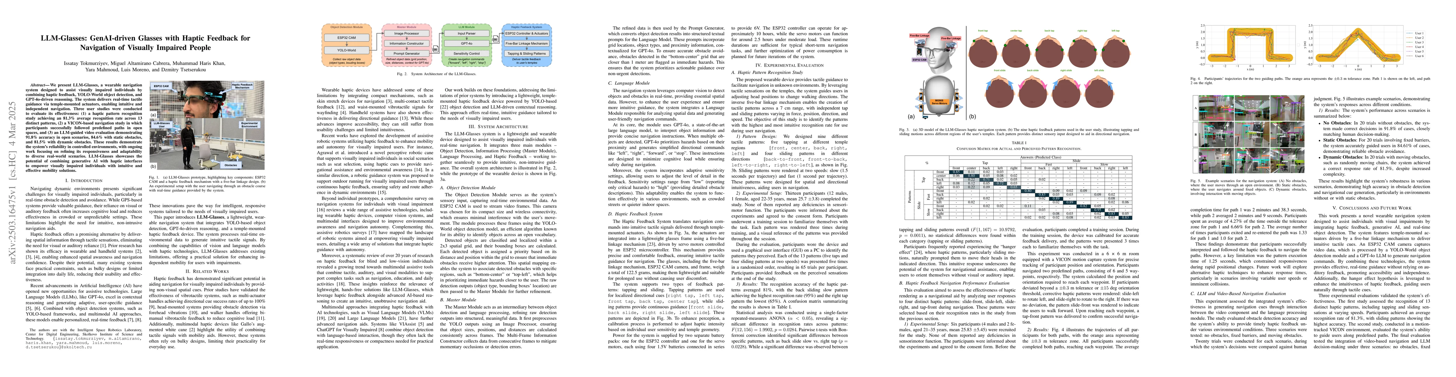 Thumbnail for LLM-Glasses: GenAI-driven Glasses with Haptic Feedback for Navigation of
  Visually Impaired People