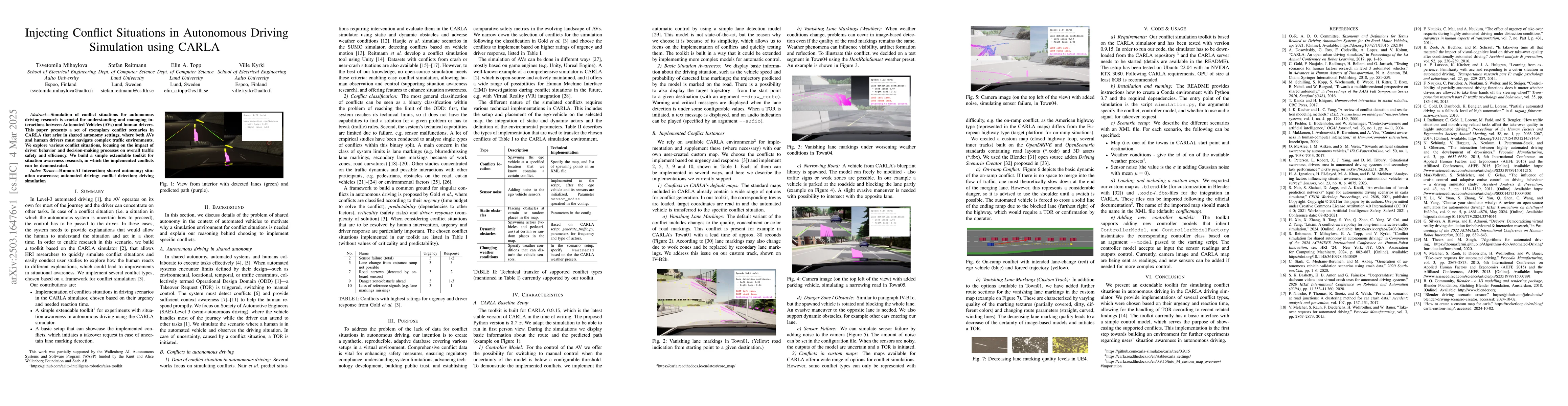 Thumbnail for Injecting Conflict Situations in Autonomous Driving Simulation using
  CARLA