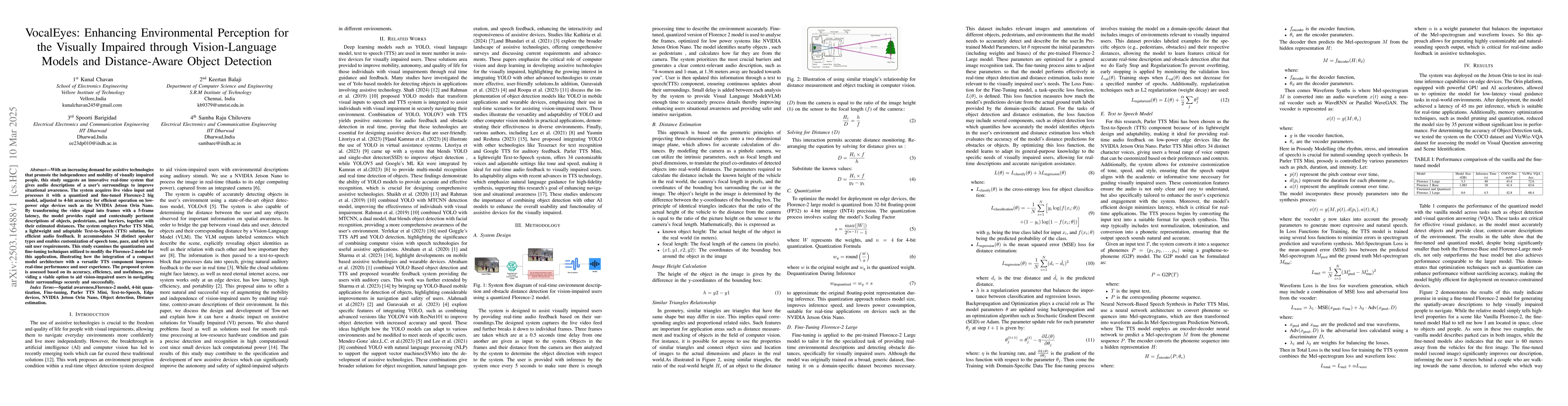 Thumbnail for VocalEyes: Enhancing Environmental Perception for the Visually Impaired
  through Vision-Language Models and Distance-Aware Object Detection