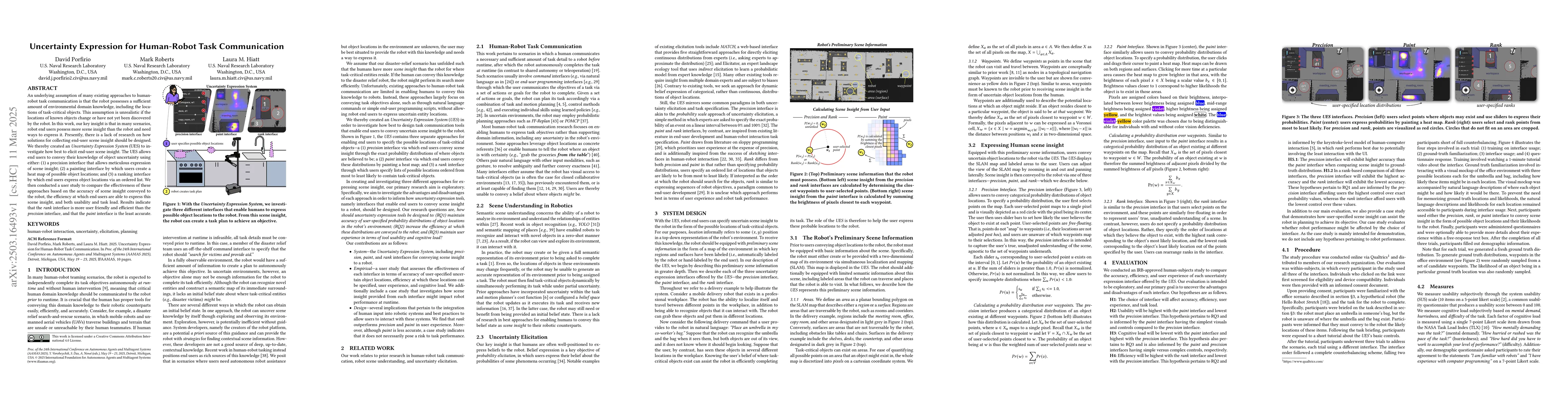 Thumbnail for Uncertainty Expression for Human-Robot Task Communication