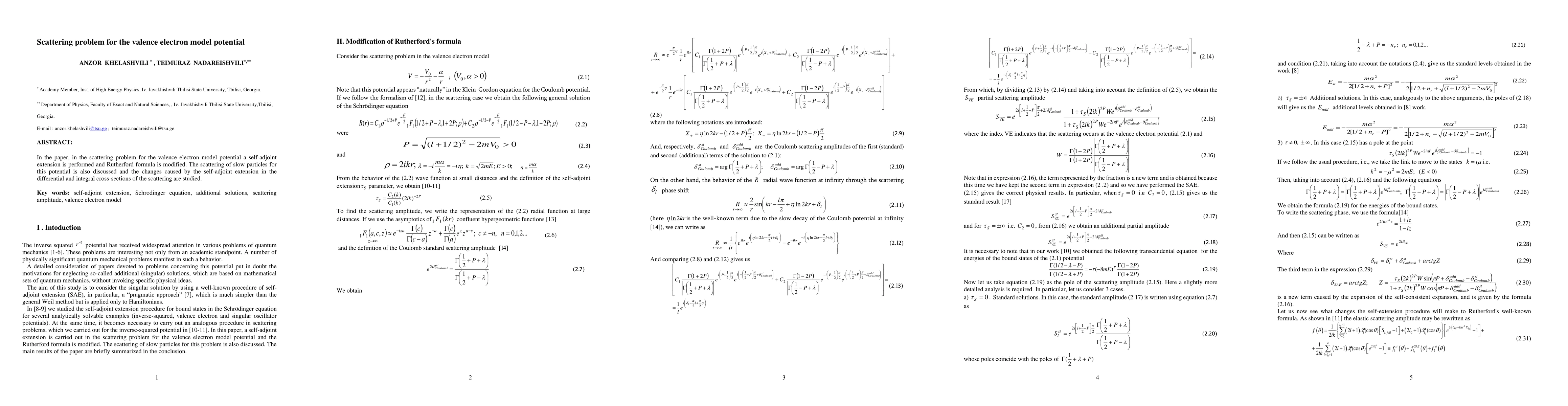 Thumbnail for Scattering problem for the valence electron model potential