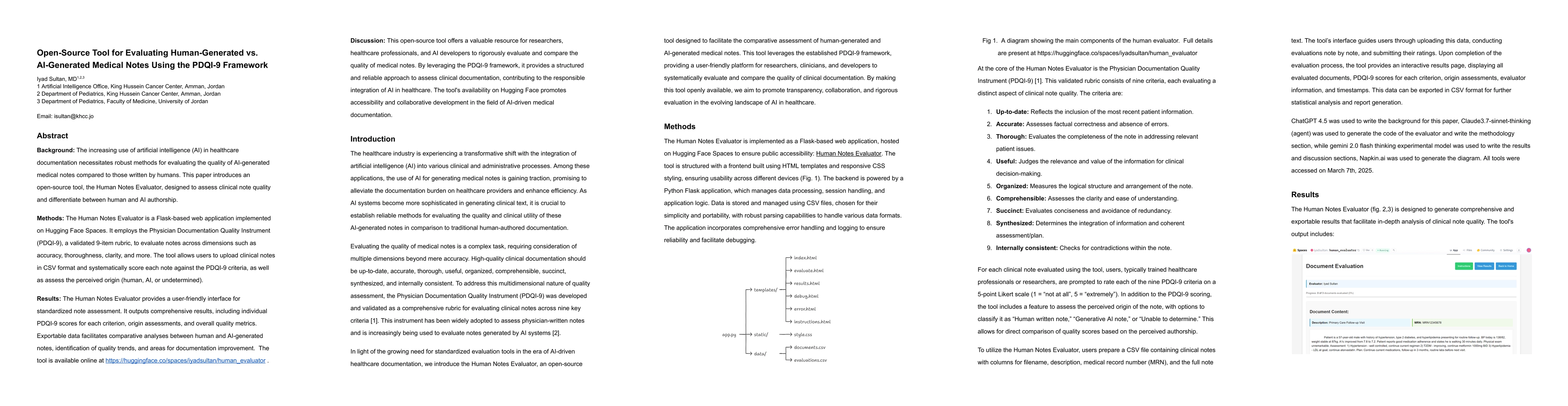 Thumbnail for Open-Source Tool for Evaluating Human-Generated vs. AI-Generated Medical
  Notes Using the PDQI-9 Framework