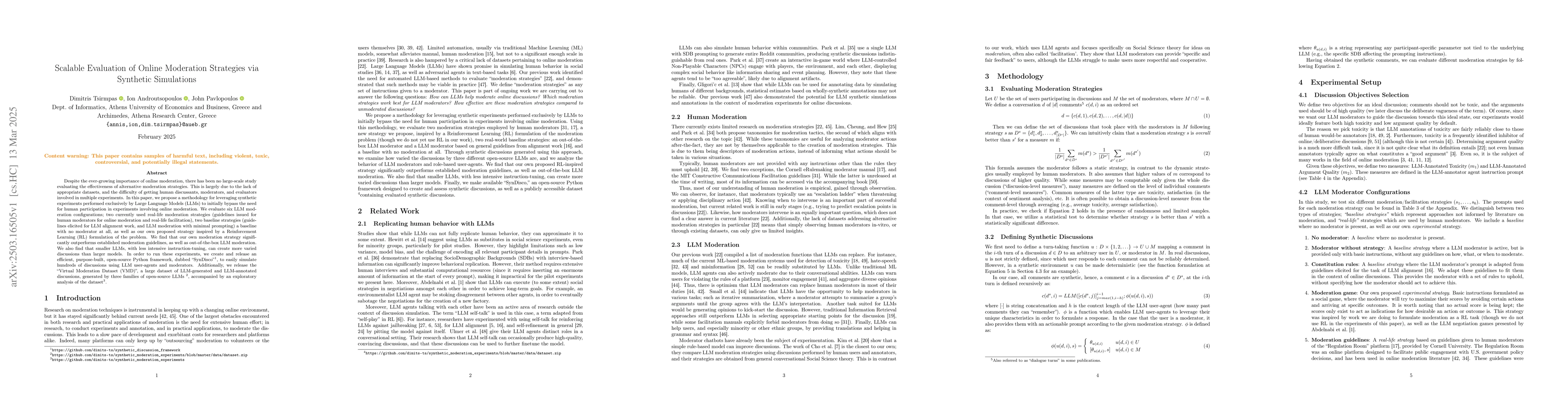 Thumbnail for Scalable Evaluation of Online Moderation Strategies via Synthetic
  Simulations