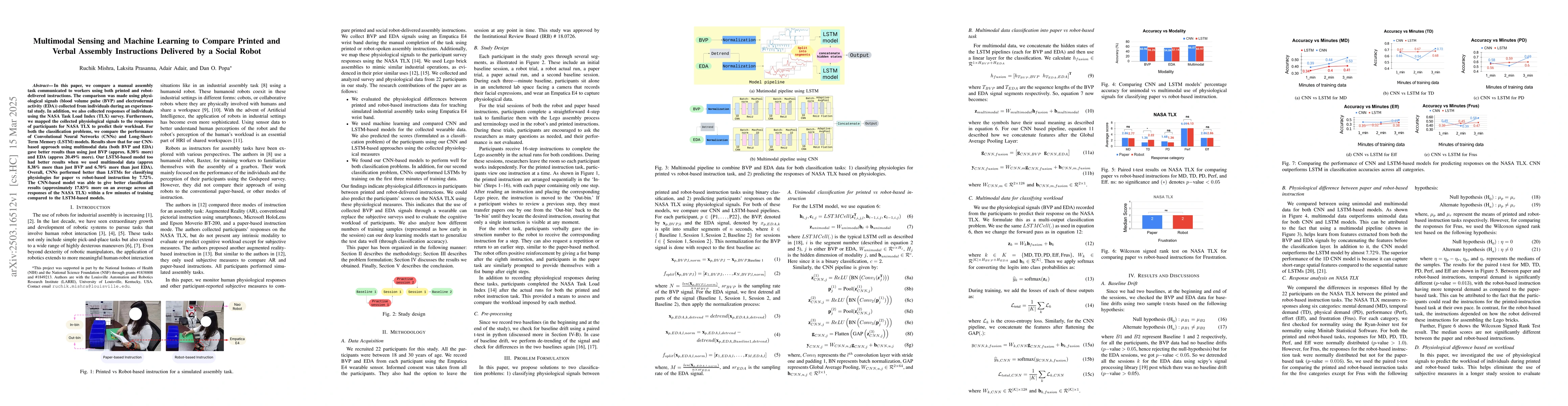 Thumbnail for Multimodal Sensing and Machine Learning to Compare Printed and Verbal
  Assembly Instructions Delivered by a Social Robot