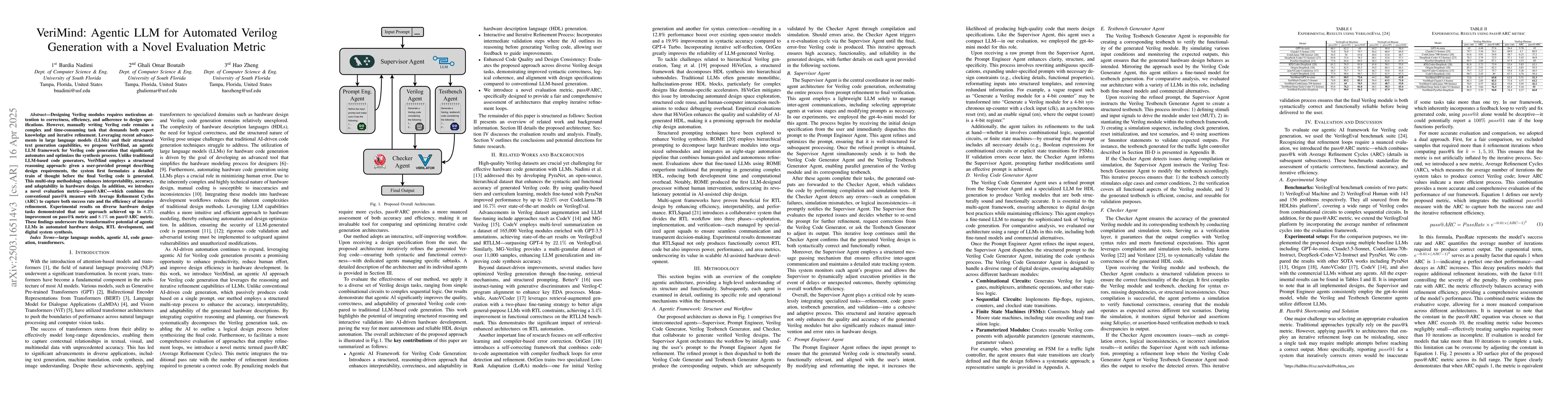 Thumbnail for VeriMind: Agentic LLM for Automated Verilog Generation with a Novel
  Evaluation Metric