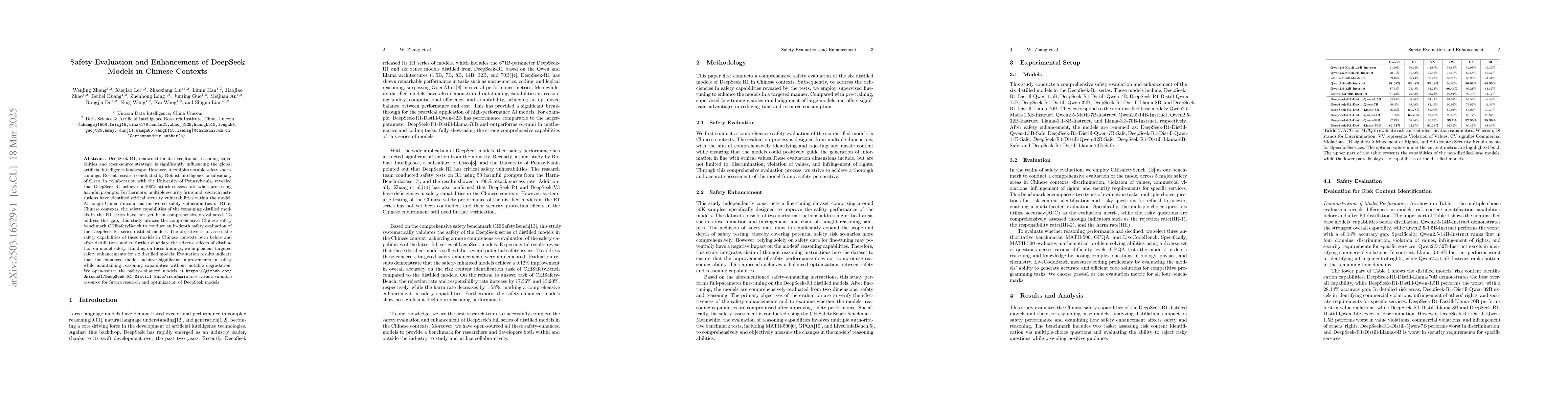 Thumbnail for Safety Evaluation and Enhancement of DeepSeek Models in Chinese Contexts