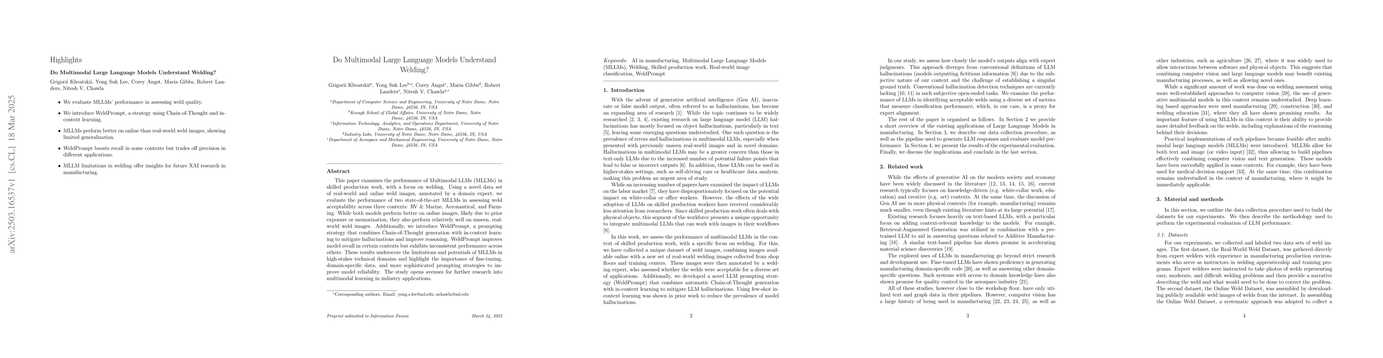 Thumbnail for Do Multimodal Large Language Models Understand Welding?