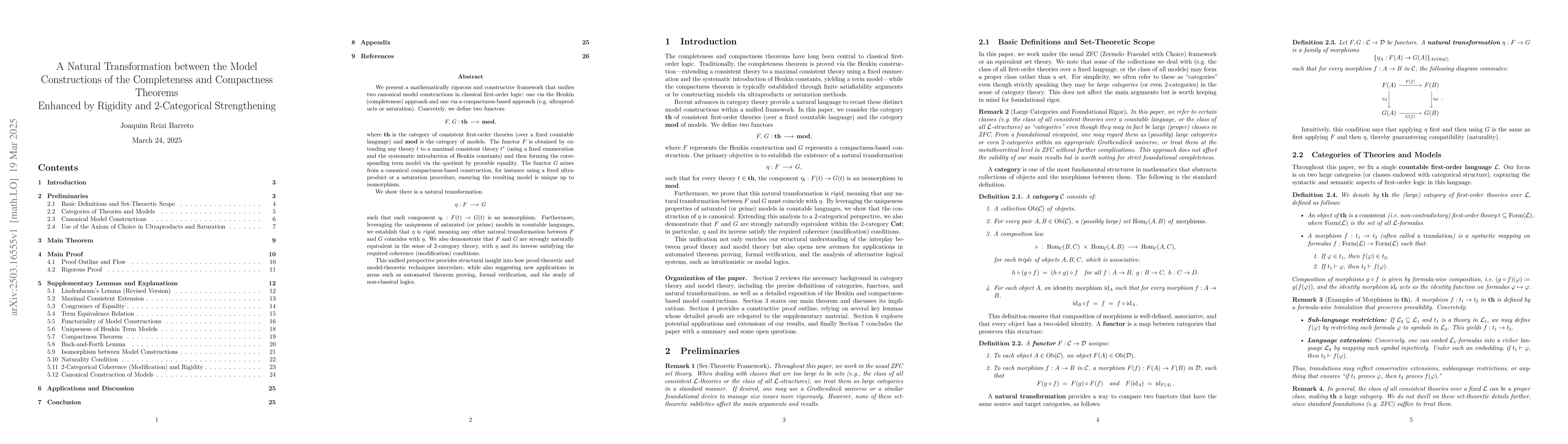 Thumbnail for A Natural Transformation between the Model Constructions of the
  Completeness and Compactness Theorems, Enhanced by Rigidity and 2-Categorical
  Strengthening