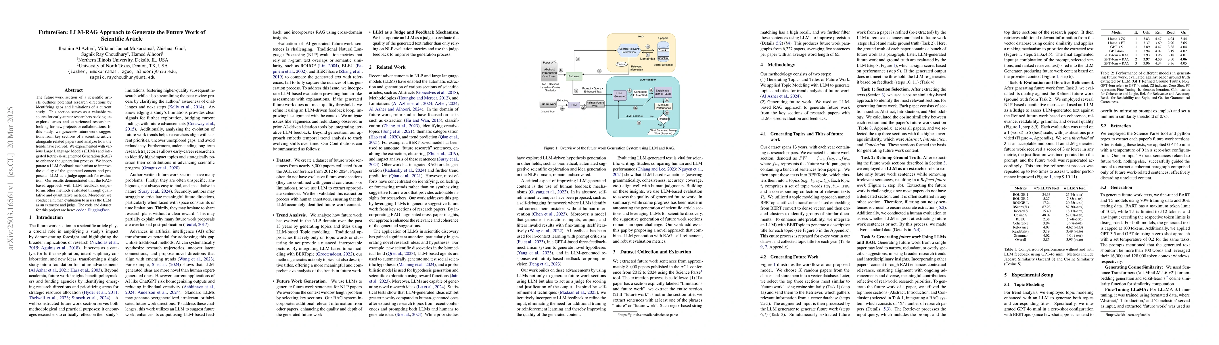 Thumbnail for FutureGen: LLM-RAG Approach to Generate the Future Work of Scientific
  Article