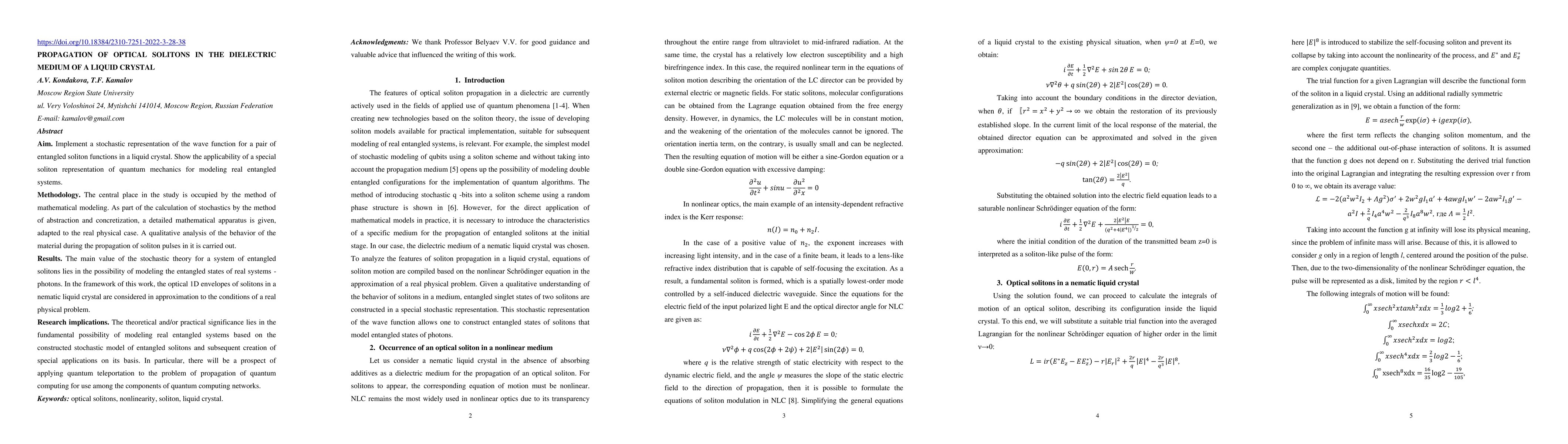 Thumbnail for Propagation of optical solitons in the dielectric medium of a liquid
  csystal