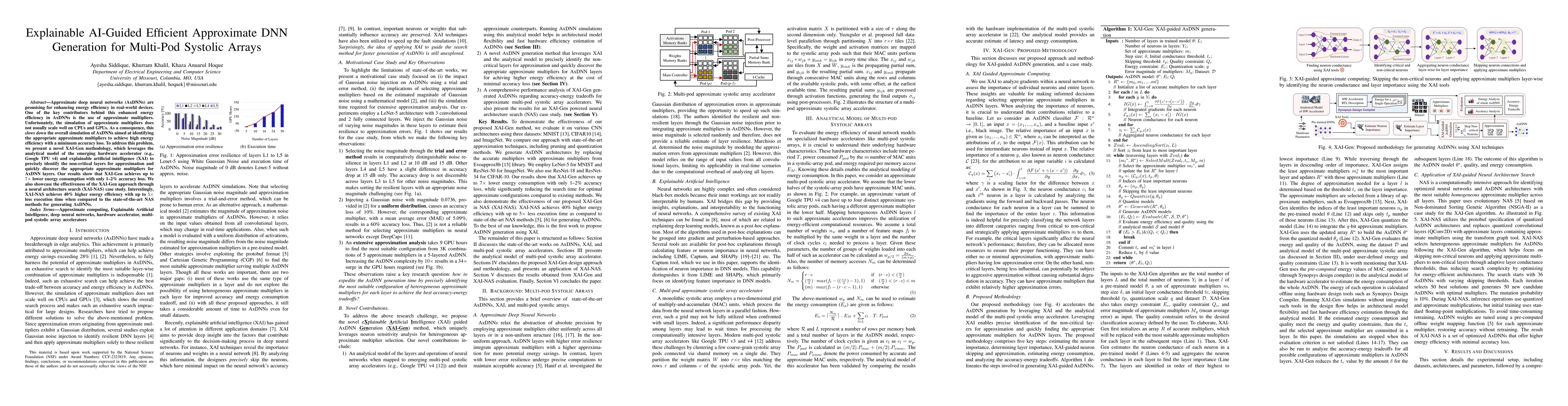 Thumbnail for Explainable AI-Guided Efficient Approximate DNN Generation for Multi-Pod
  Systolic Arrays