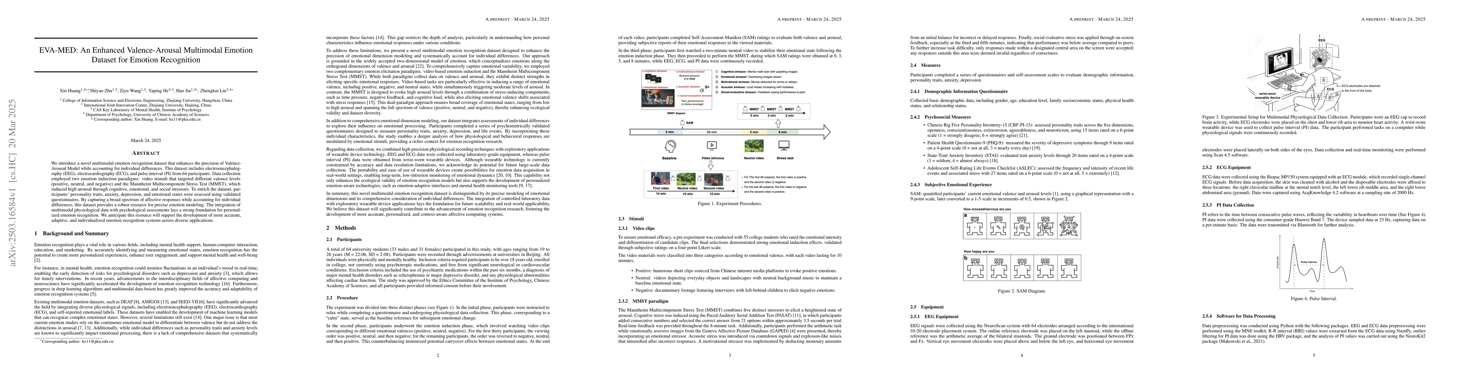 Thumbnail for EVA-MED: An Enhanced Valence-Arousal Multimodal Emotion Dataset for
  Emotion Recognition