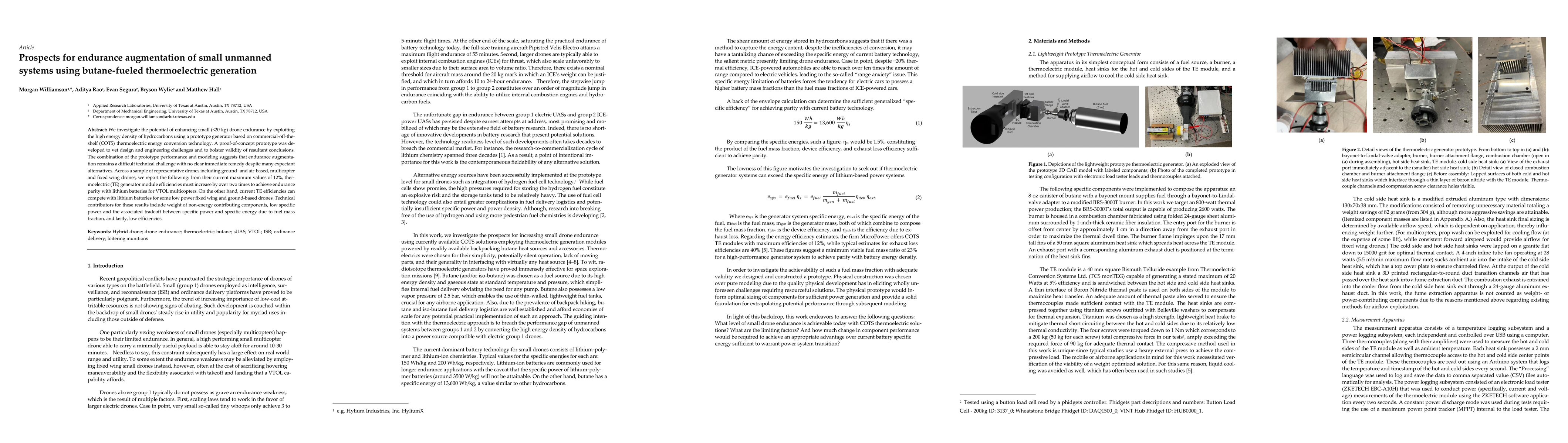 Thumbnail for Prospects for endurance augmentation of small unmanned systems using
  butane-fueled thermoelectric generation